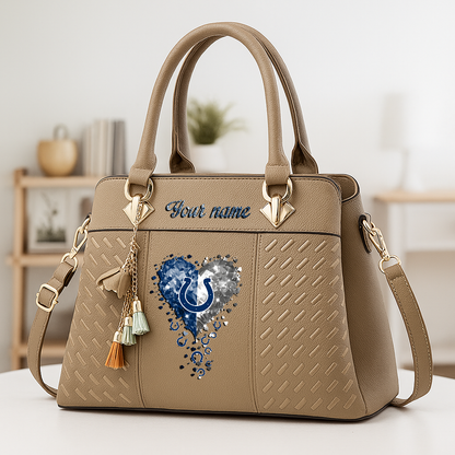 LIMITED EDITION - NEW CUSTOMIZED NFL17 IDC INDIANAPOLIS COLTS ZIP HANDBAG MULTICOLOR