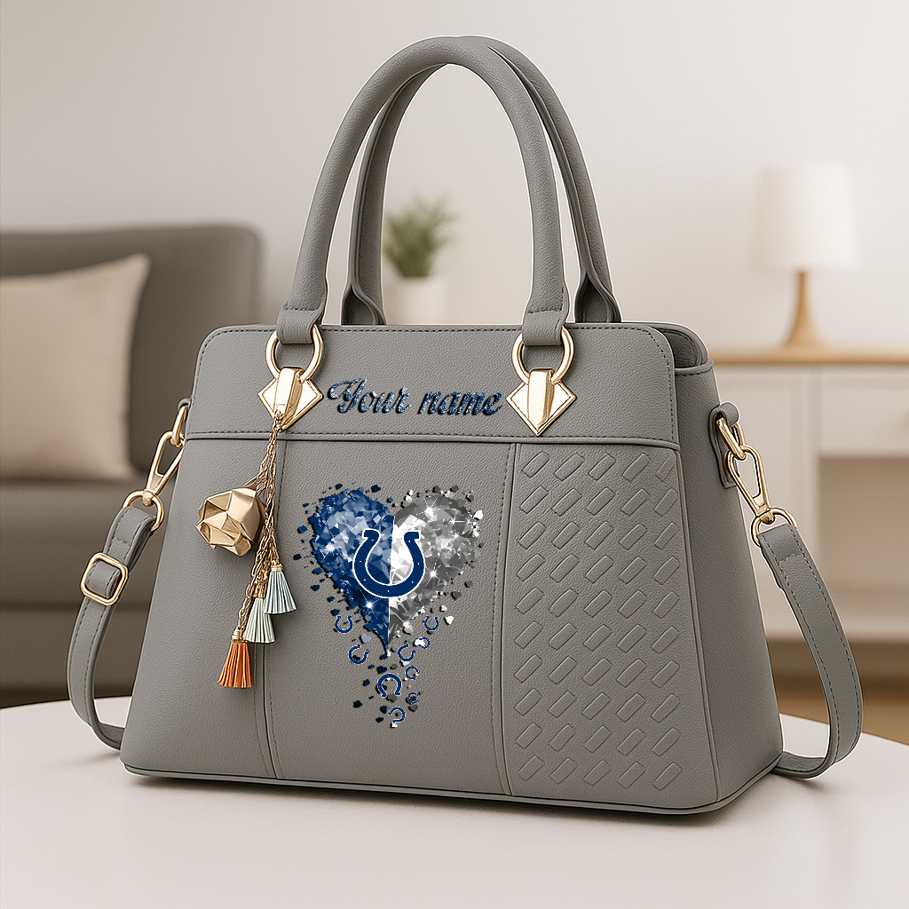 LIMITED EDITION - NEW CUSTOMIZED NFL17 IDC INDIANAPOLIS COLTS ZIP HANDBAG MULTICOLOR
