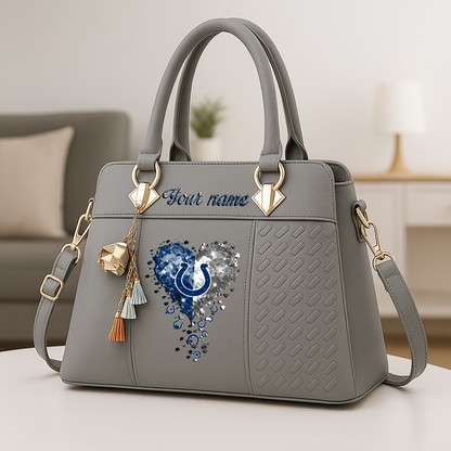 LIMITED EDITION - NEW CUSTOMIZED NFL17 IDC INDIANAPOLIS COLTS ZIP HANDBAG MULTICOLOR