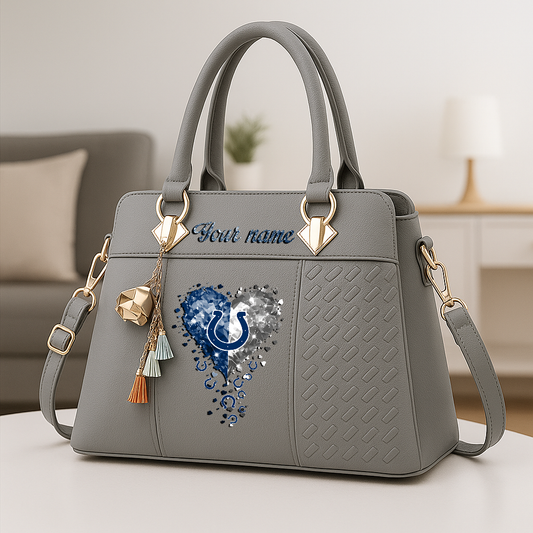 LIMITED EDITION - NEW CUSTOMIZED NFL17 IDC INDIANAPOLIS COLTS ZIP HANDBAG MULTICOLOR