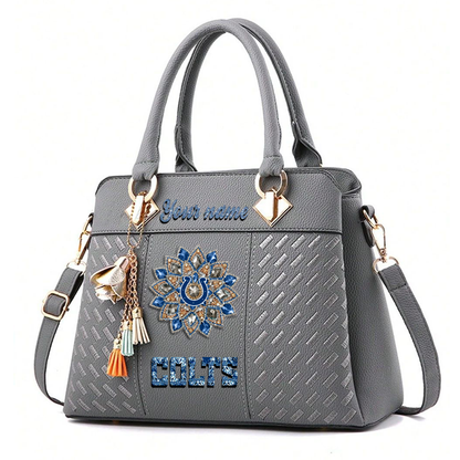 LIMITED EDITION - NEW CUSTOMIZED NFL17 IDC INDIANAPOLIS COLTS WOMEN'S ZIP HANDBAG MULTICOLOR