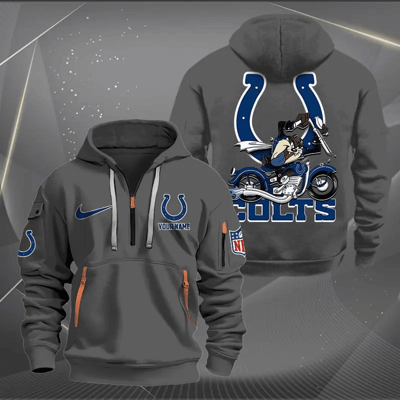 [SPECIAL OFFER] NEW CUSTOMIZED NFL17 IDC INDIANAPOLIS COLTS MUTICOLOR QUARTER ZIP HOODIE