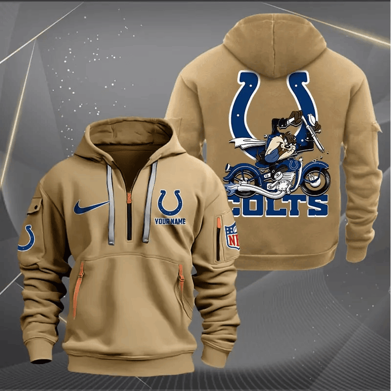 [SPECIAL OFFER] NEW CUSTOMIZED NFL17 IDC INDIANAPOLIS COLTS MUTICOLOR QUARTER ZIP HOODIE