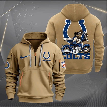 [SPECIAL OFFER] NEW CUSTOMIZED NFL17 IDC INDIANAPOLIS COLTS MUTICOLOR QUARTER ZIP HOODIE
