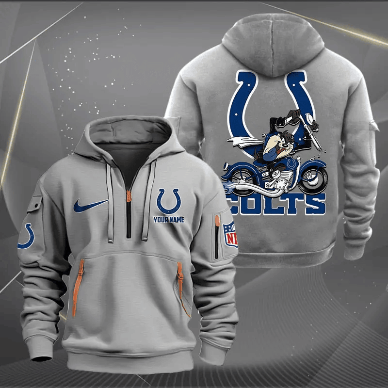 [SPECIAL OFFER] NEW CUSTOMIZED NFL17 IDC INDIANAPOLIS COLTS MUTICOLOR QUARTER ZIP HOODIE
