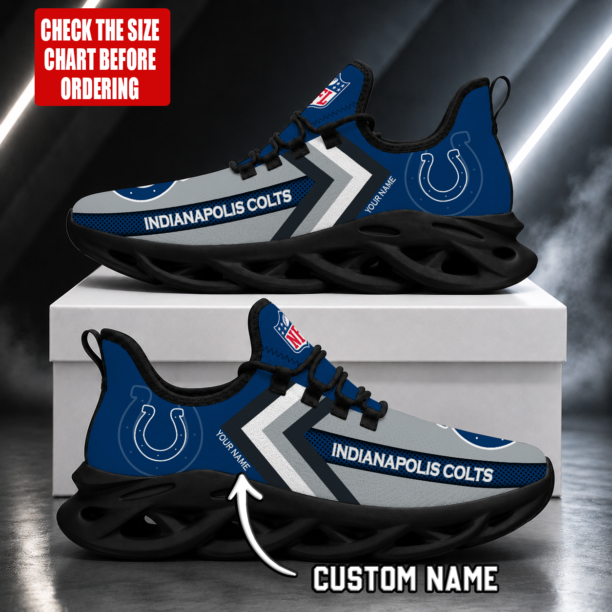 LIMITED EDITION - NEW CUSTOMIZED NFL17 IDC INDIANAPOLIS COLTS UNISEX MAX SOUL SHOES