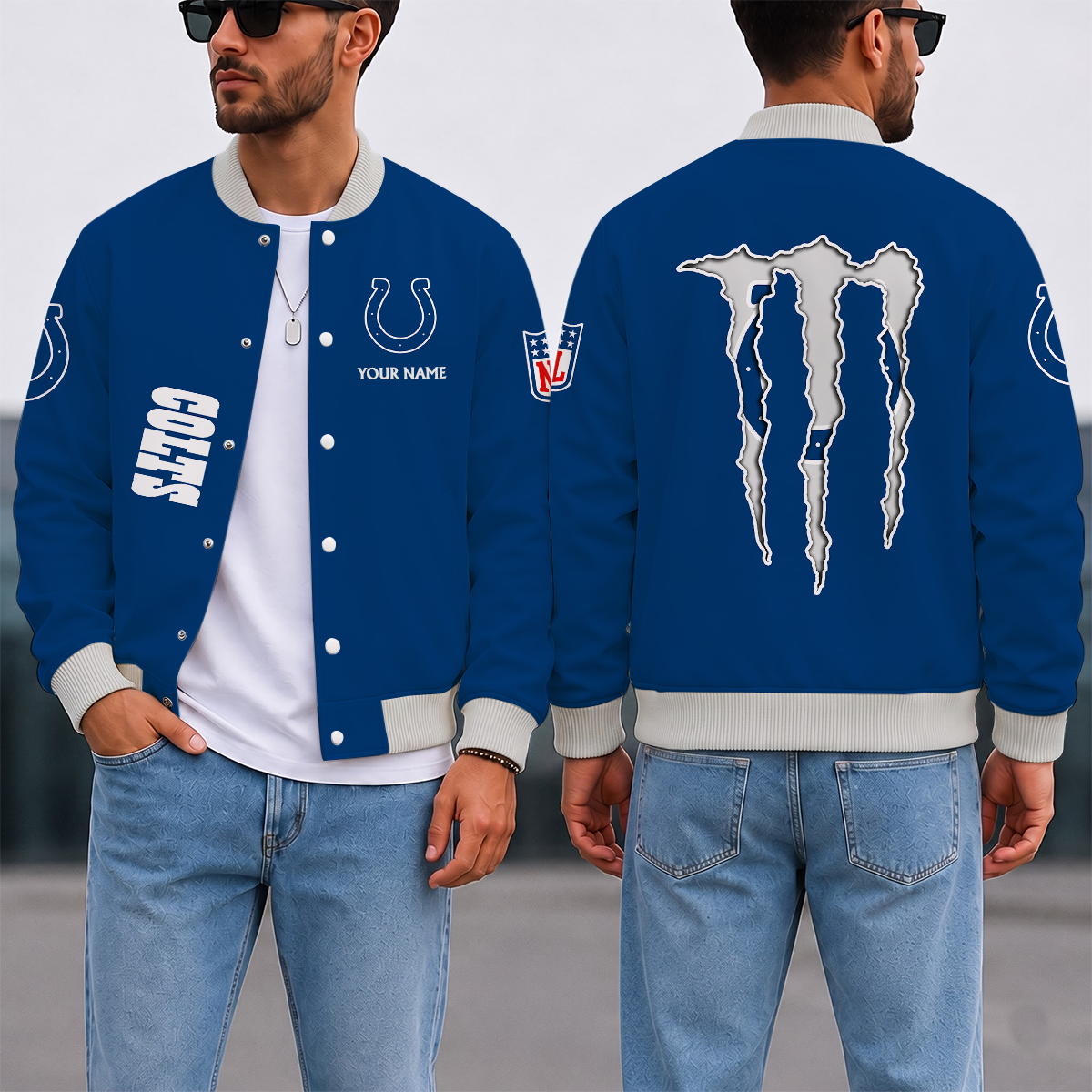 LIMITED EDITION - NEW CUSTOMIZED NFL17 IDC INDIANAPOLIS COLTS SATIN VARSITY & BASEBALL JACKET
