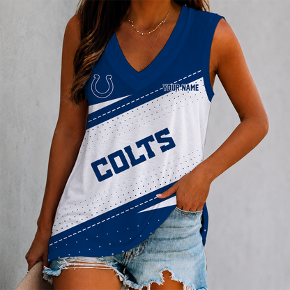 LIMITED EDITION - NEW CUSTOMIZED NFL17 IDC INDIANAPOLIS COLTS WOMEN'S V-NECK TANK TOP