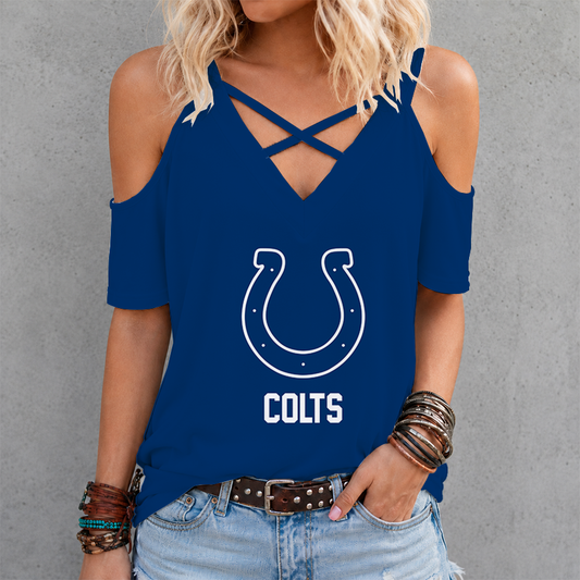 LIMITED EDITION - NEW CUSTOMIZED NFL17 IDC INDIANAPOLIS COLTS CRISS CROSS V-NECK TOP