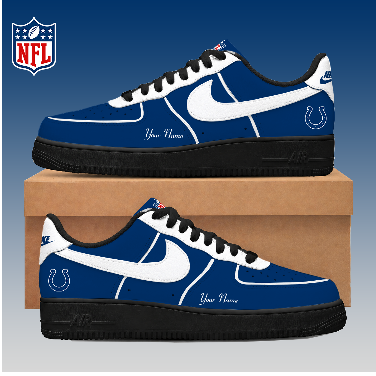 LIMITED EDITION - NEW CUSTOMIZED NFL17 IDC INDIANAPOLIS COLTS AF1 SNEAKERS