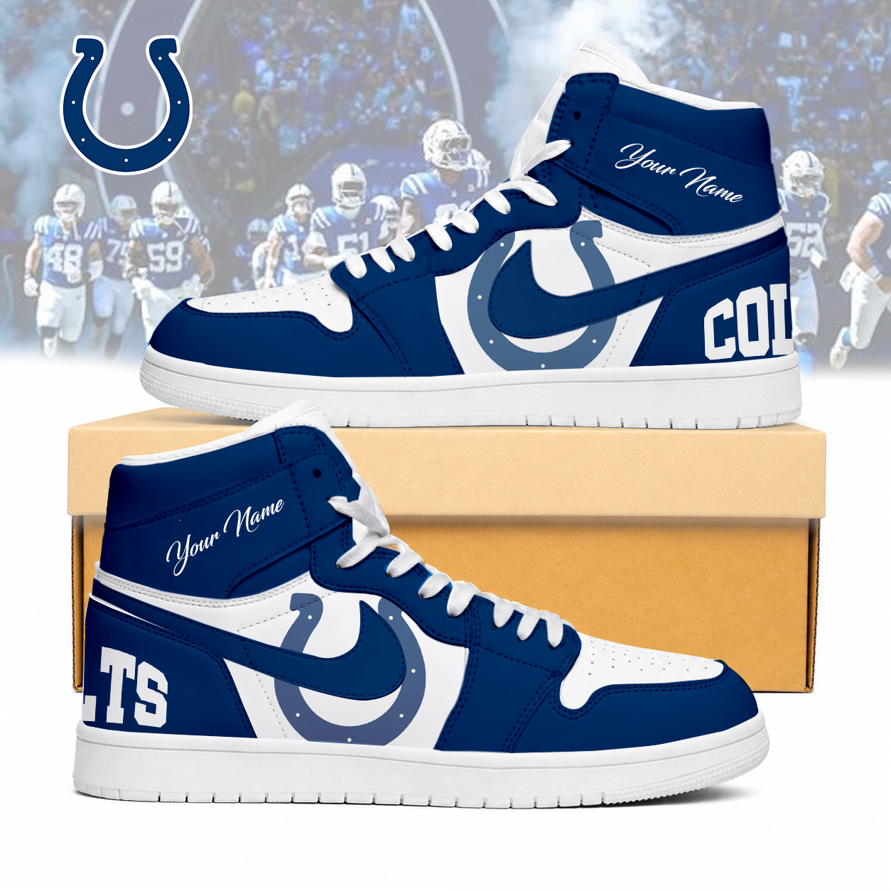 LIMITED EDITION - NEW CUSTOMIZED NFL17 IDC INDIANAPOLIS COLTS AIR JORDAN SNEAKERS