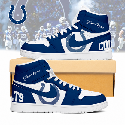 LIMITED EDITION - NEW CUSTOMIZED NFL17 IDC INDIANAPOLIS COLTS AIR JORDAN SNEAKERS