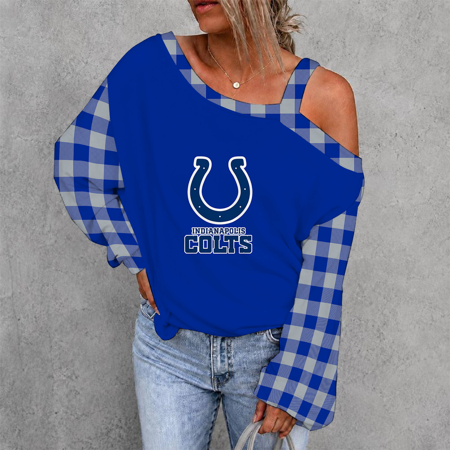 [SPECIAL OFFER] NEW CUSTOMIZED NFL17 IDC INDIANAPOLIS COLTS DROP SHOULDER SWEATSHIRT