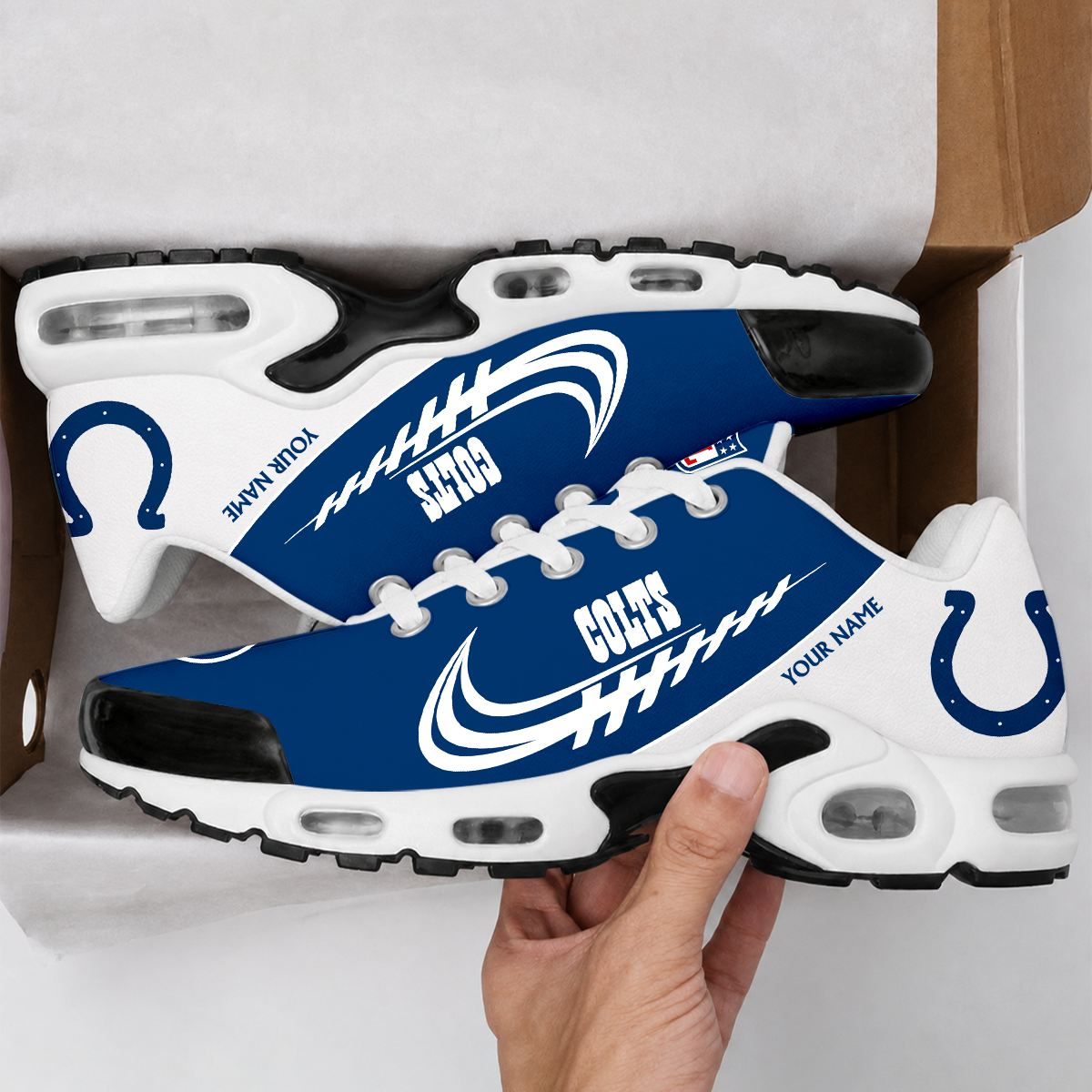 LIMITED EDITION - NEW CUSTOMIZED NFL17 IDC INDIANAPOLIS COLTS AIR MAX PLUS SNEAKERS