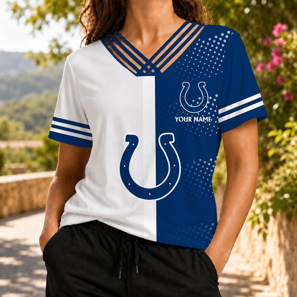 LIMITED EDITION - NEW CUSTOMIZED NFL17 IDC INDIANAPOLIS COLTS V-NECK SHIRT