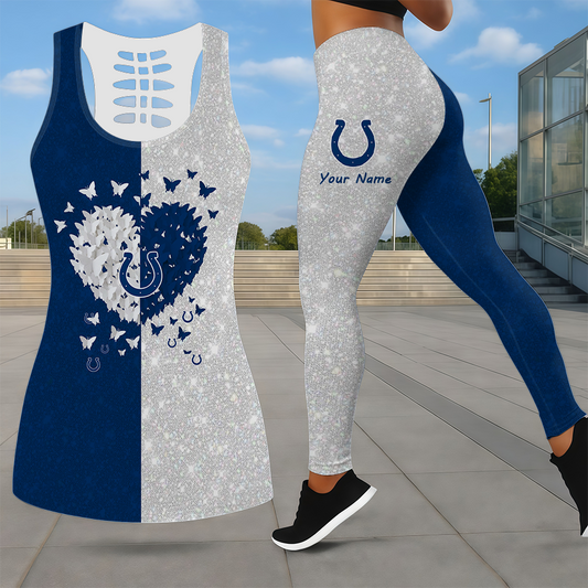 LIMITED EDITION - NEW CUSTOMIZED NFL17 IDC INDIANAPOLIS COLTS LEGGINGS & HOLLOW TANK TOP SET