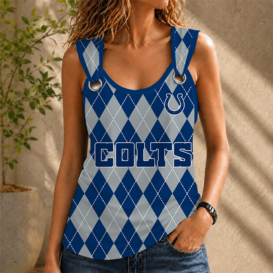 [SPECIAL OFFER] NEW CUSTOMIZED NFL17 IDC INDIANAPOLIS COLTS O-RING SHOULDER TANK TOP