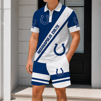 SPECIAL EDITION - NEW CUSTOMIZED NFL17 IDC INDIANAPOLIS COLTS POLO SHIRT & SHORT PANTS SET