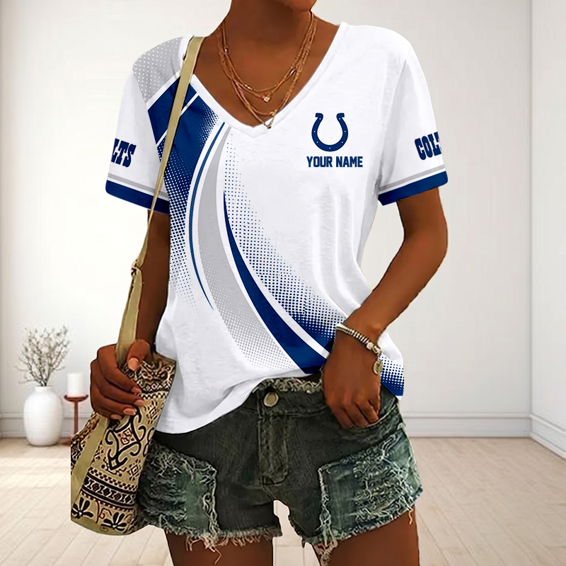 LIMITED EDITION - NEW CUSTOMIZED NFL17 IDC INDIANAPOLIS COLTS V-NECK FEMALE SHIRT