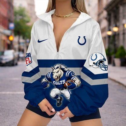 LIMITED EDITION - NEW CUSTOMIZED NFL17 IDC INDIANAPOLIS COLTS V-NECK ZIPPER SWEATSHIRT JACKET
