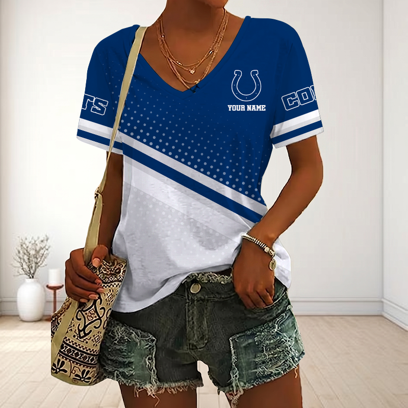 LIMITED EDITION - NEW CUSTOMIZED NFL17 IDC INDIANAPOLIS COLTS V-NECK FEMALE SHIRT