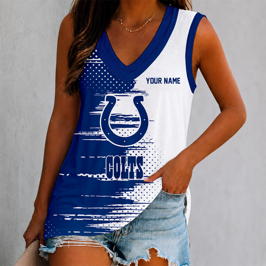 LIMITED EDITION - NEW CUSTOMIZED NFL17 IDC INDIANAPOLIS COLTS WOMEN'S V-NECK TANK TOP