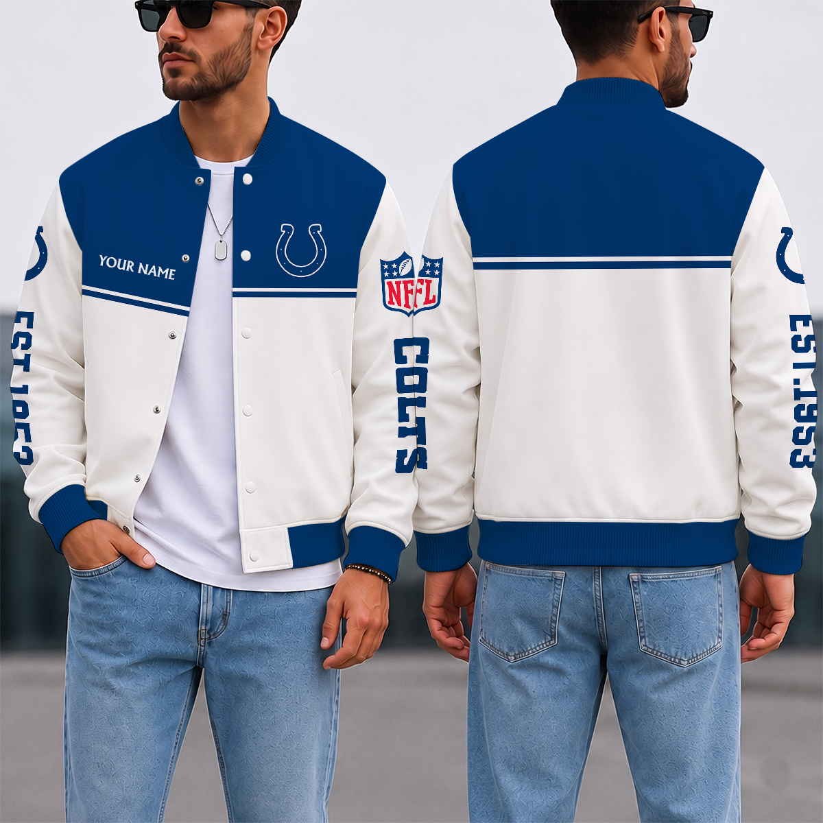 LIMITED EDITION - NEW CUSTOMIZED NFL17 IDC INDIANAPOLIS COLTS SATIN VARSITY & BASEBALL JACKET
