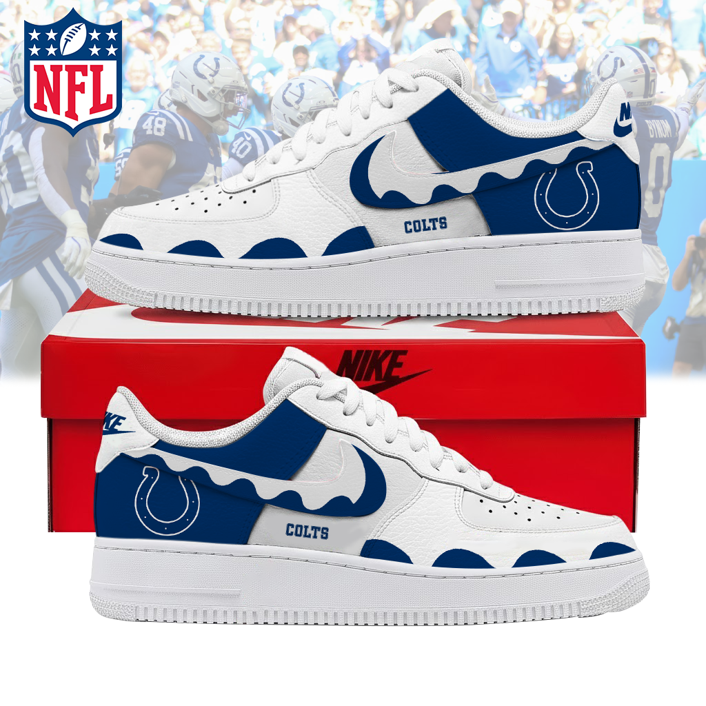 FINAL CLEARANCE - NEW CUSTOMIZED NFL17 IDC INDIANAPOLIS COLTS AF1 SNEAKERS