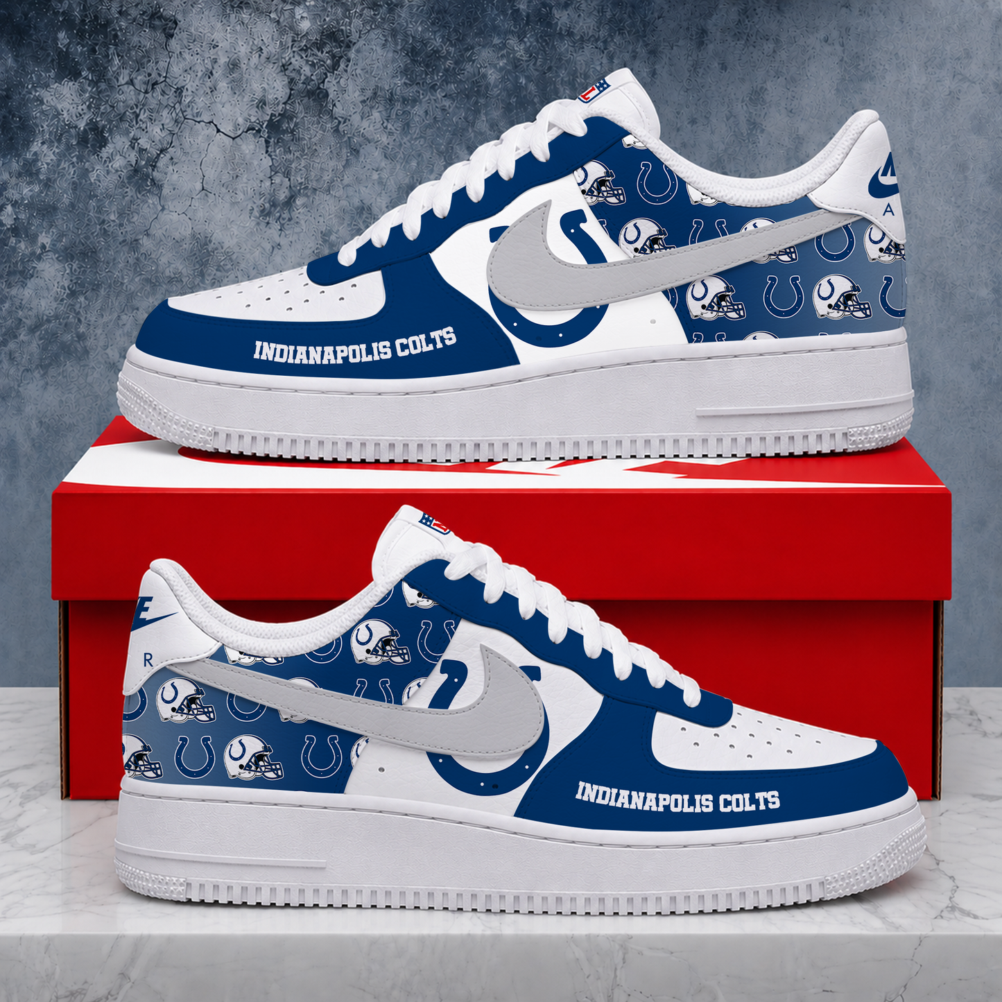 VIRAL EDITION - NEW CUSTOMIZED NFL17 IDC INDIANAPOLIS COLTS AF1 SHOES