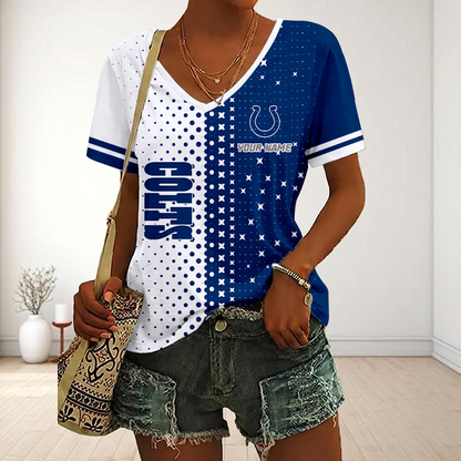 LIMITED EDITION - NEW CUSTOMIZED NFL17 IDC INDIANAPOLIS COLTS V-NECK FEMALE SHIRT