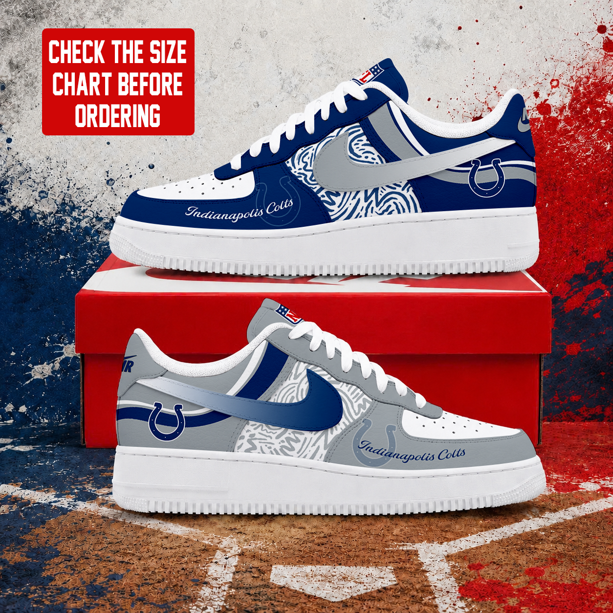 LIMITED EDITION - NEW CUSTOMIZED NFL17 IDC INDIANAPOLIS COLTS AF1 SHOES