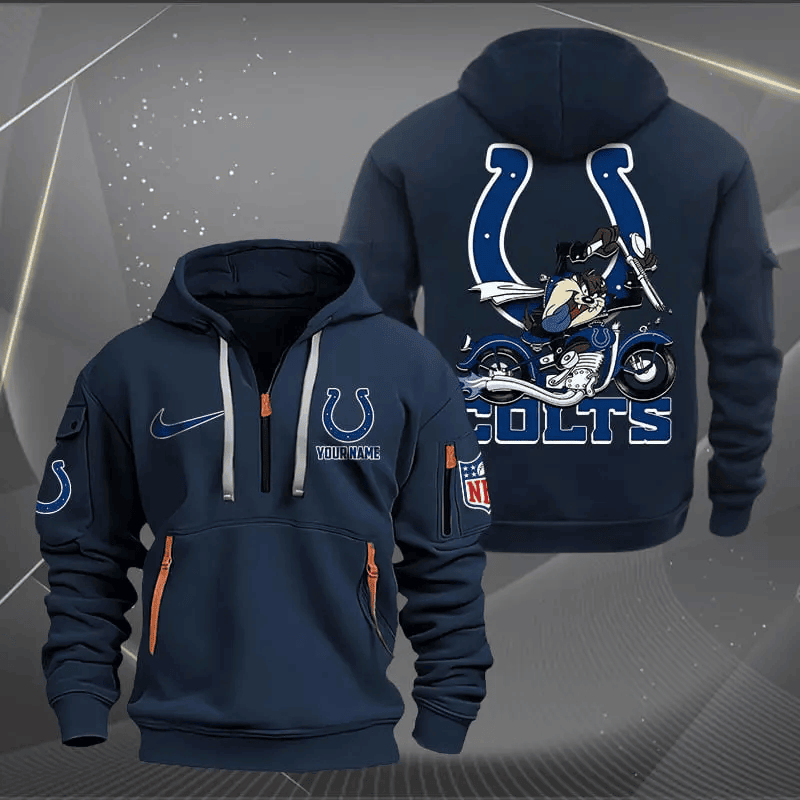 [SPECIAL OFFER] NEW CUSTOMIZED NFL17 IDC INDIANAPOLIS COLTS MUTICOLOR QUARTER ZIP HOODIE