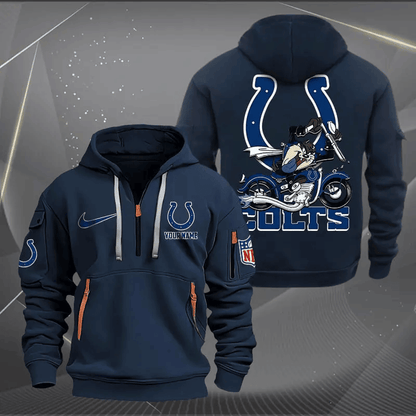[SPECIAL OFFER] NEW CUSTOMIZED NFL17 IDC INDIANAPOLIS COLTS MUTICOLOR QUARTER ZIP HOODIE
