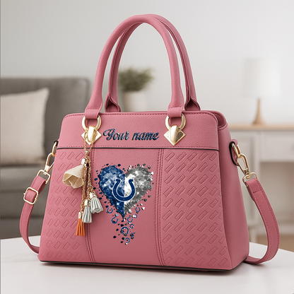 LIMITED EDITION - NEW CUSTOMIZED NFL17 IDC INDIANAPOLIS COLTS ZIP HANDBAG MULTICOLOR