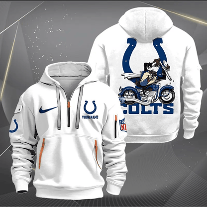 [SPECIAL OFFER] NEW CUSTOMIZED NFL17 IDC INDIANAPOLIS COLTS MUTICOLOR QUARTER ZIP HOODIE
