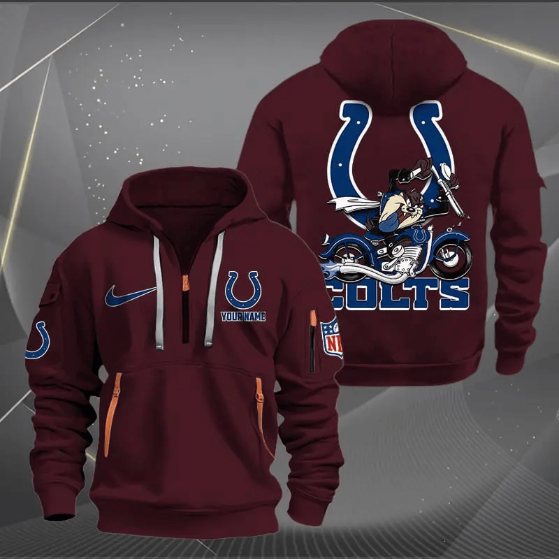 [SPECIAL OFFER] NEW CUSTOMIZED NFL17 IDC INDIANAPOLIS COLTS MUTICOLOR QUARTER ZIP HOODIE