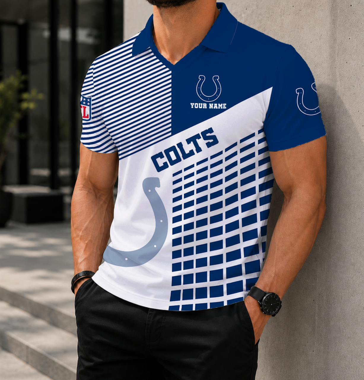LIMITED EDITION - NEW CUSTOMIZED NFL17 IDC INDIANAPOLIS COLTS POLO SHIRT