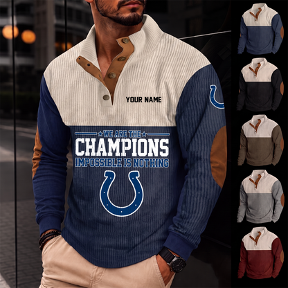 [SPECIAL OFFER] NEW CUSTOMIZED NFL17 IDC INDIANAPOLIS COLTS BUTTON SWEATSHIRTS STAND COLLAR