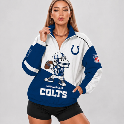 [SPECIAL OFFER] NEW CUSTOMIZED NFL17 IDC INDIANAPOLIS COLTS V-NECK ZIPPER SWEATSHIRT JACKET