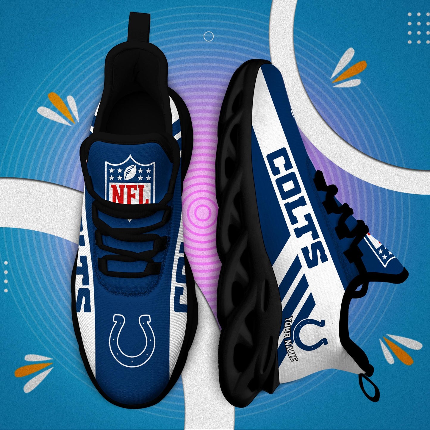 LIMITED EDITION - NEW CUSTOMIZED NFL17 IDC INDIANAPOLIS COLTS UNISEX MAX SOUL SHOES