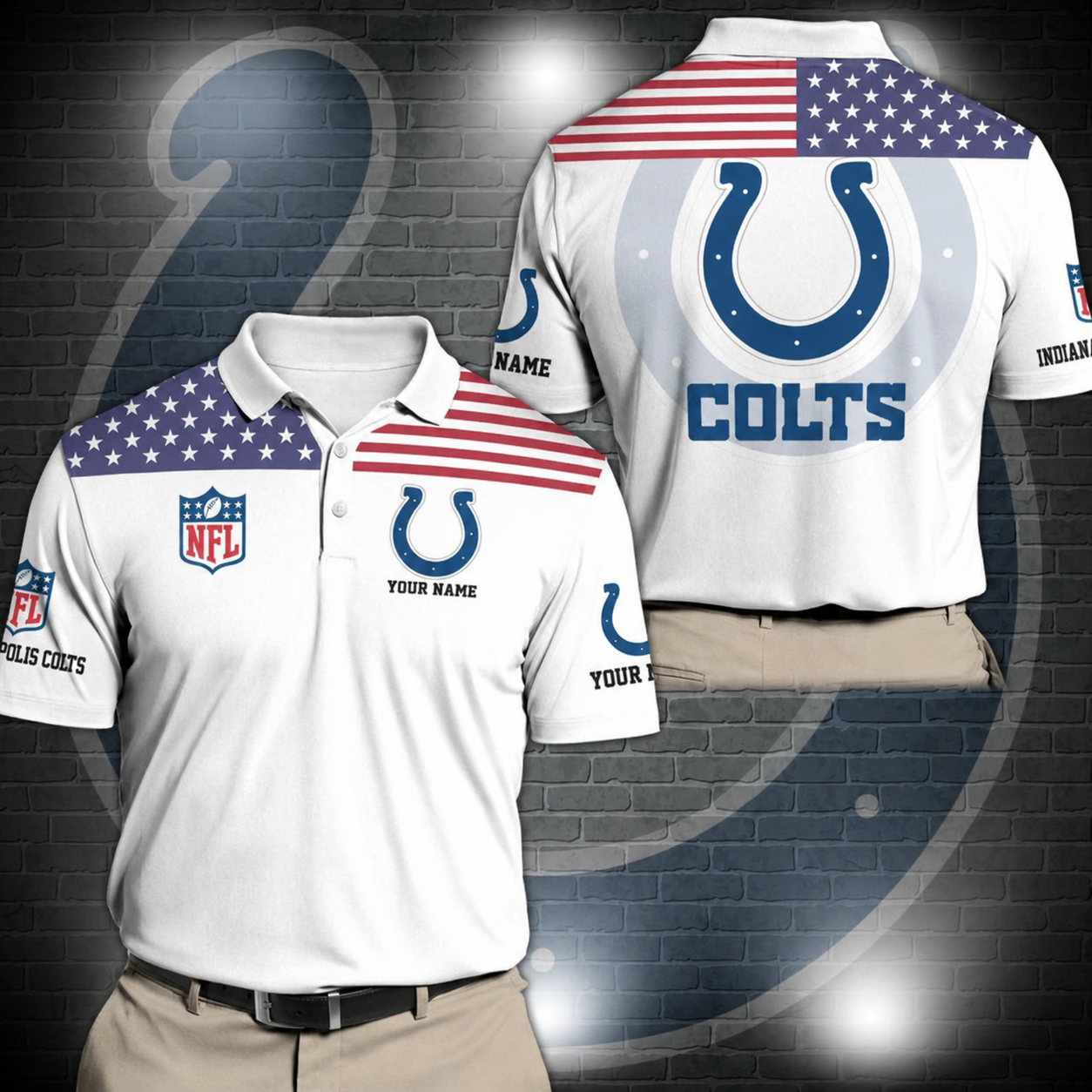 LIMITED EDITION - NEW CUSTOMIZED NFL17 IDC INDIANAPOLIS COLTS POLO SHIRT