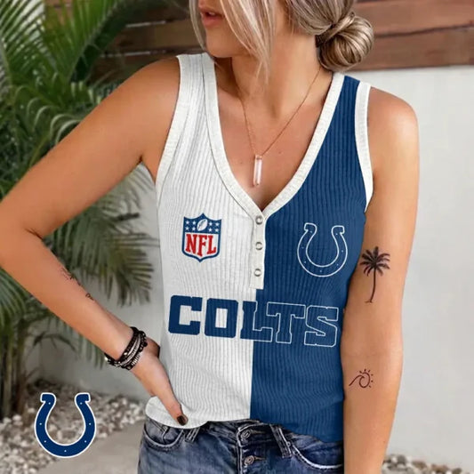 [SPECIAL OFFER] NEW CUSTOMIZED NFL17 IDC INDIANAPOLIS COLTS WOMEN'S V-NECK TANK TOP