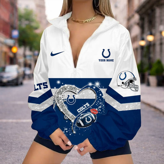 LIMITED EDITION - NEW CUSTOMIZED NFL17 IDC INDIANAPOLIS COLTS V-NECK ZIPPER SWEATSHIRT JACKET