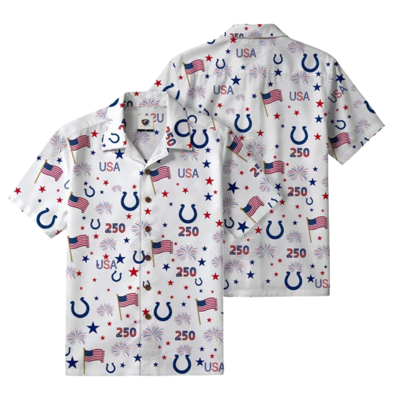 LIMITED EDITION - NEW CUSTOMIZED NFL17 IDC INDIANAPOLIS COLTS PATRIOTIC 250 USA HAWAIIAN SHIRT