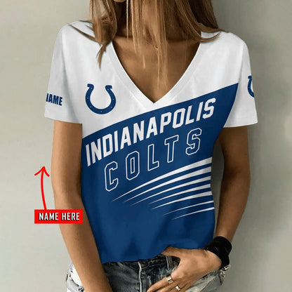 [SPECIAL OFFER] NEW CUSTOMIZED NFL17 IDC INDIANAPOLIS COLTS V-NECK FEMALE SHIRT