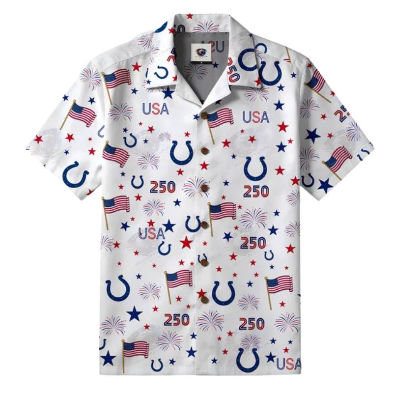 LIMITED EDITION - NEW CUSTOMIZED NFL17 IDC INDIANAPOLIS COLTS PATRIOTIC 250 USA HAWAIIAN SHIRT
