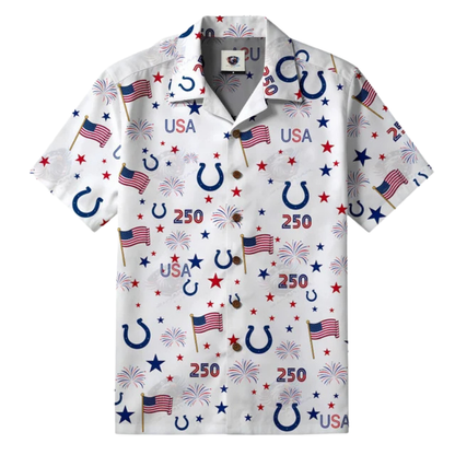 LIMITED EDITION - NEW CUSTOMIZED NFL17 IDC INDIANAPOLIS COLTS PATRIOTIC 250 USA HAWAIIAN SHIRT