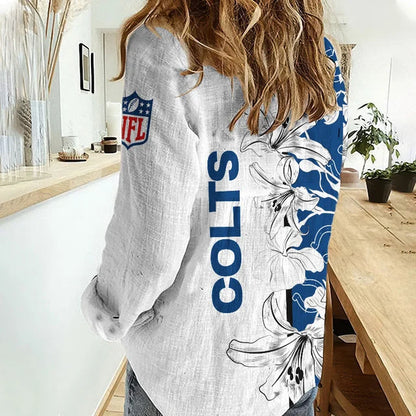 [SPECIAL OFFER] NEW CUSTOMIZED NFL17 IDC INDIANAPOLIS COLTS WOMEN CASUAL SHIRT FOR FAN