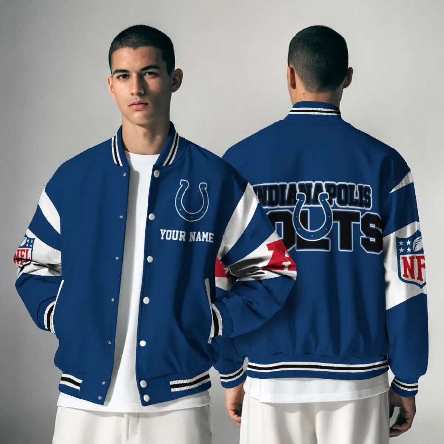 [HOT DEAL] NEW CUSTOMIZED NFL17 IDC INDIANAPOLIS COLTS SATIN VARSITY & BASEBALL JACKET