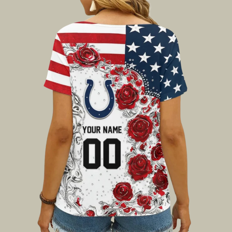 [SPECIAL OFFER] NEW CUSTOMIZED NFL17 IDC INDIANAPOLIS COLTS V-NECK FEMALE SHIRT